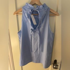 Ann Taylor blue and white pinstripe high neck tank